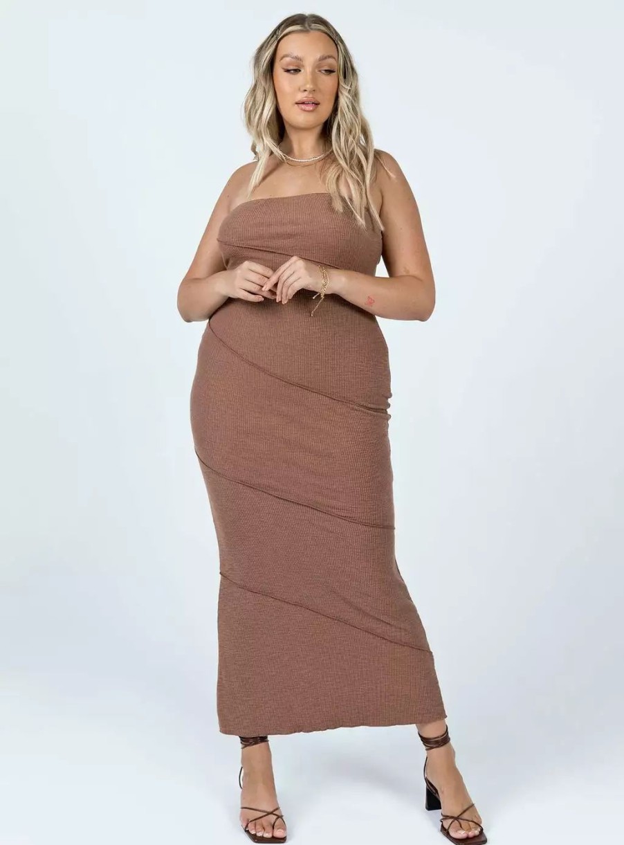 Maxi & Midi Dresses * | Princess Polly Oscar Midi Dress Brown