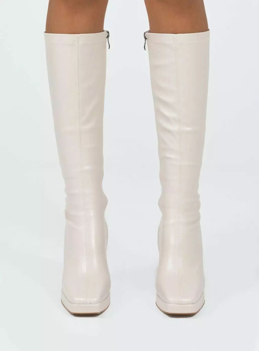 Boots * | Princess Polly Zayas Knee High Boots Beige