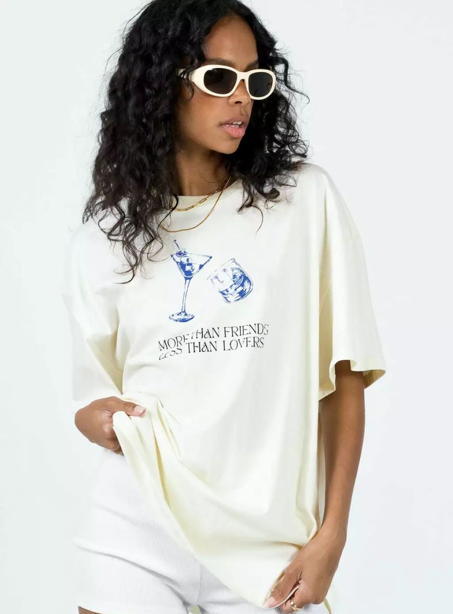 Graphic Tops * | Princess Polly Lower Impact More Than Friends Oversized Top Off White