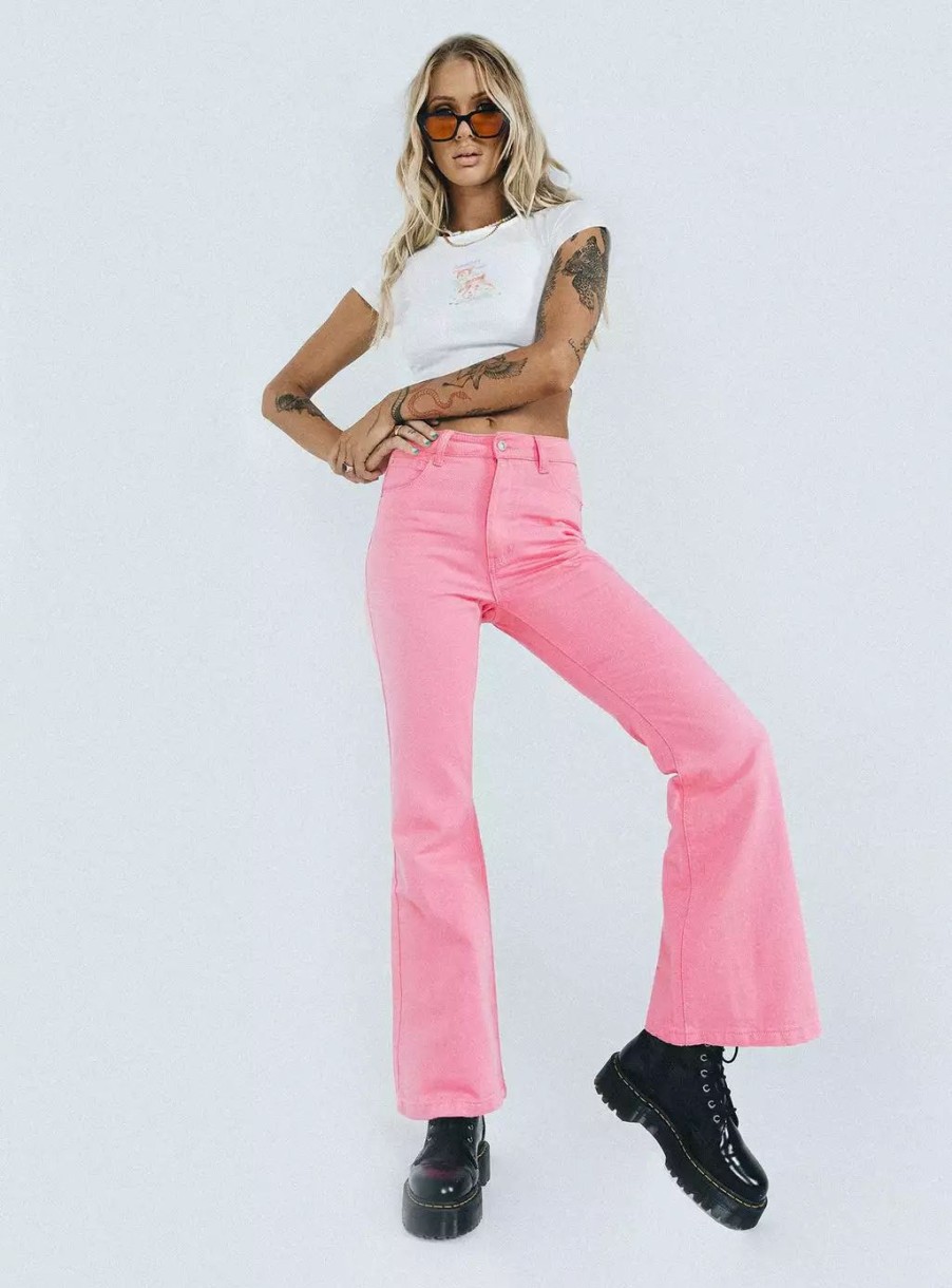 Jeans * | Princess Polly Cabarita Lounge Denim Jeans Pink