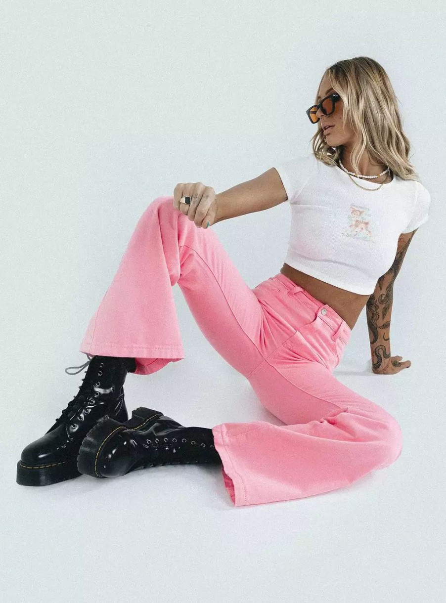 Jeans * | Princess Polly Cabarita Lounge Denim Jeans Pink