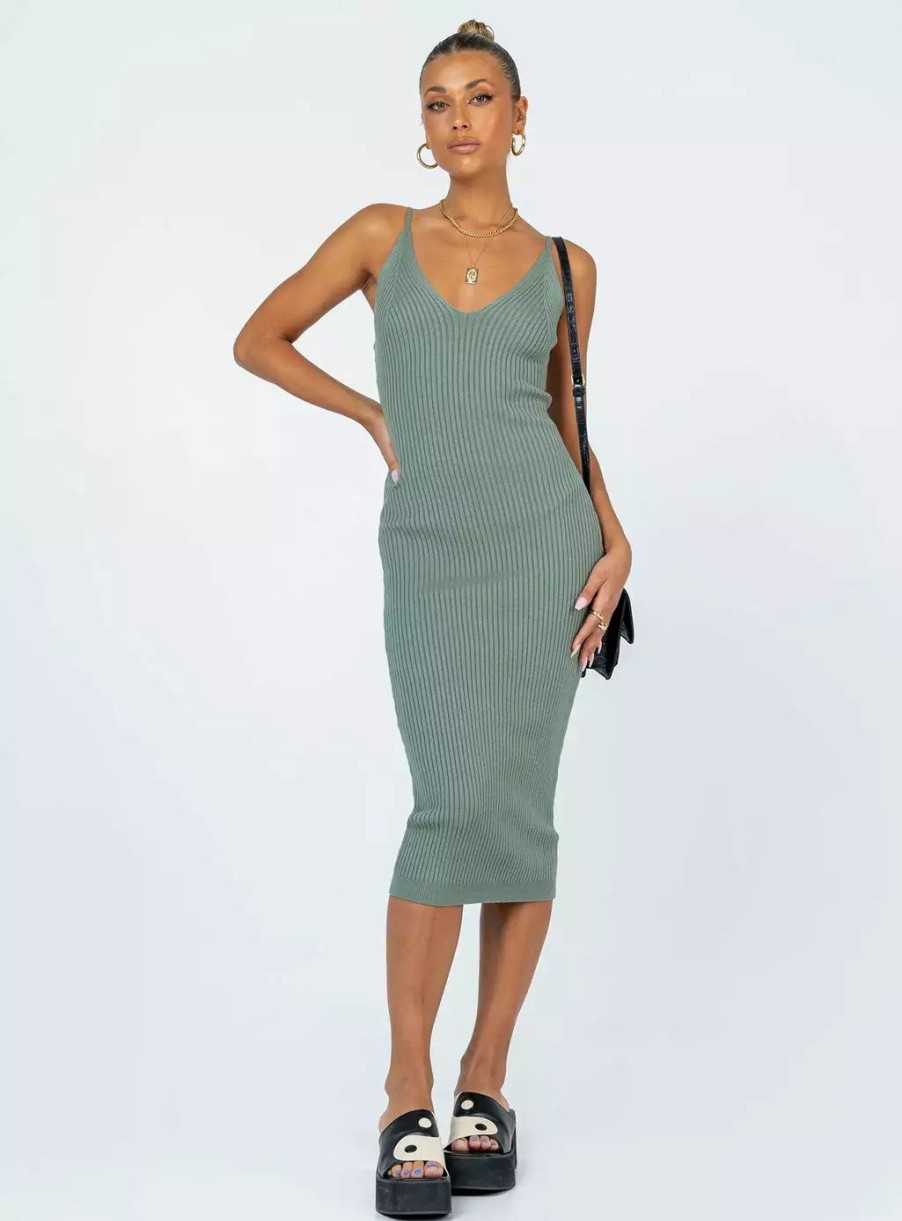 Maxi & Midi Dresses * | Princess Polly Oxford Midi Dress Green