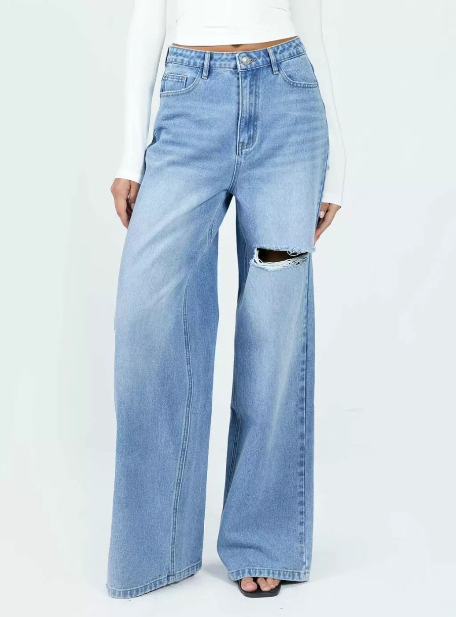 Jeans * | Princess Polly Beale Wide Leg Jeans Mid Wash Denim