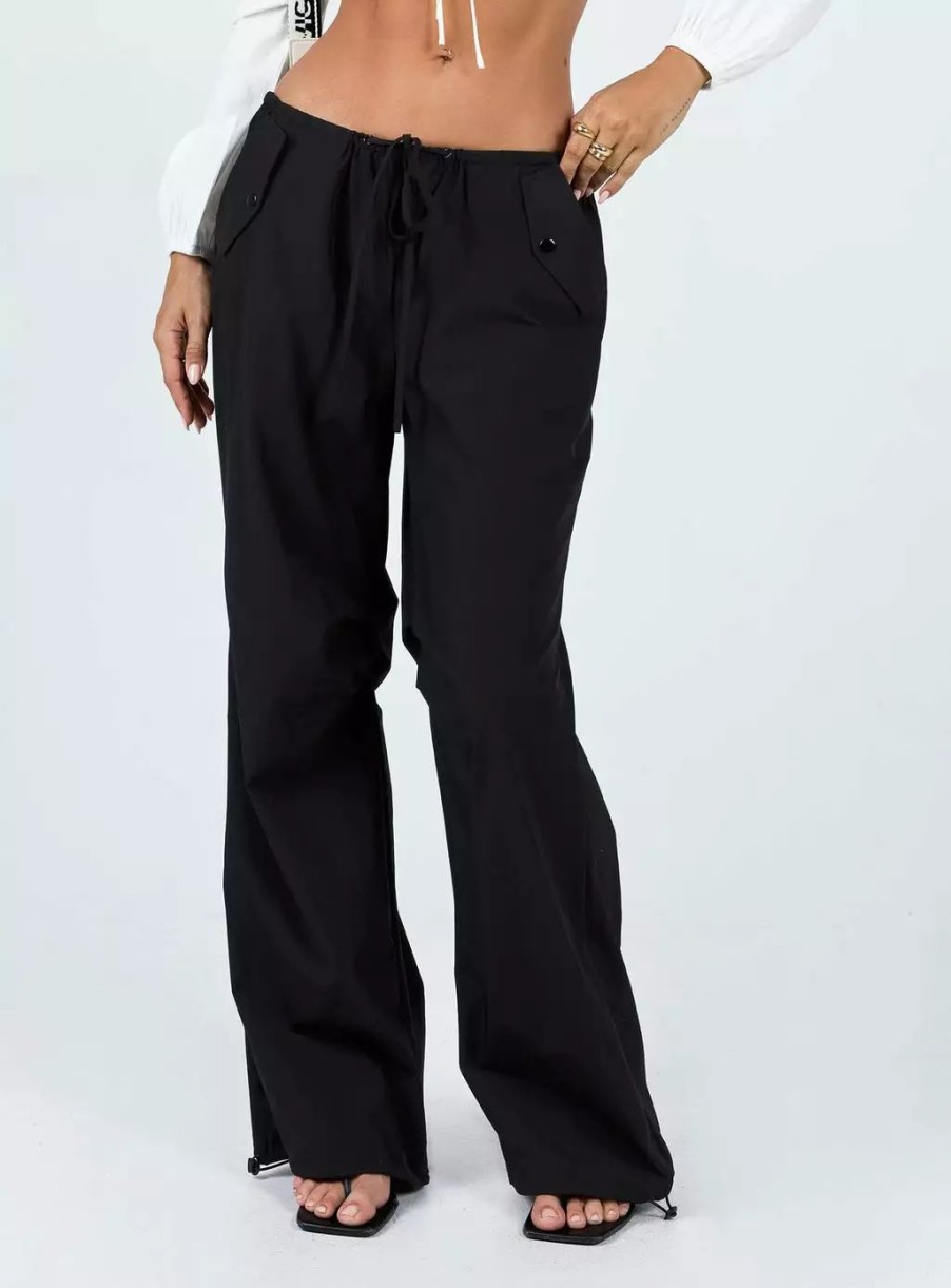 Pants * | Princess Polly Snow Parachute Pants Black