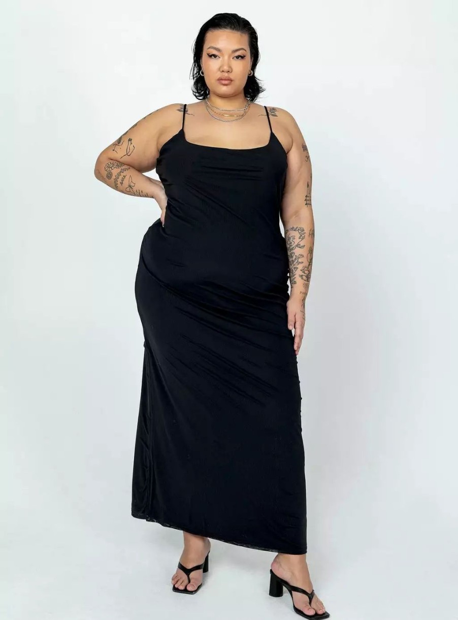 Maxi & Midi Dresses * | Princess Polly Curve Knox Maxi Dress Black Curve