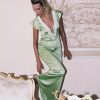 Maxi & Midi Dresses * | Princess Polly Lower Impact Armas Lace Trim Maxi Dress Green