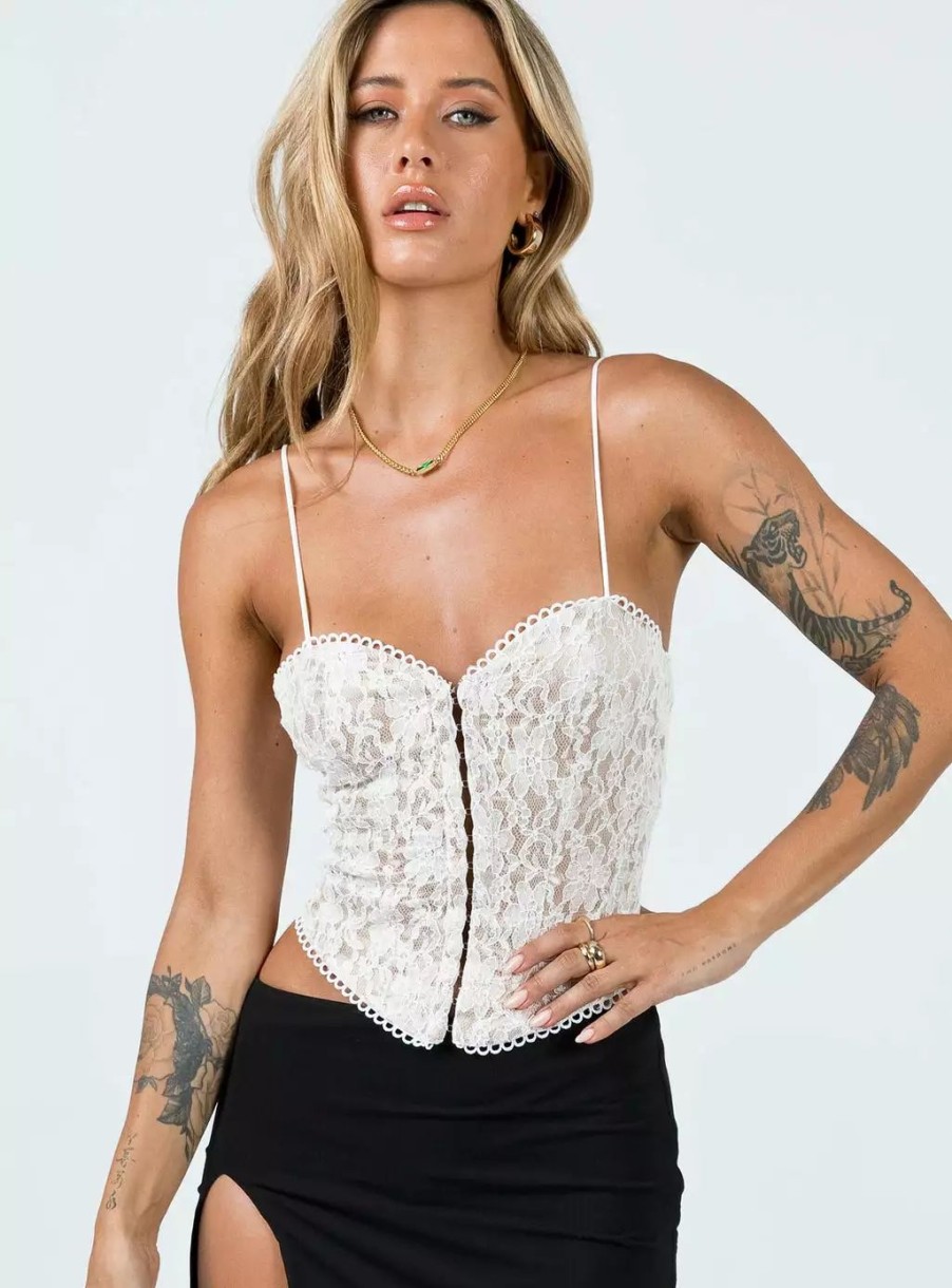 Woven Tops * | Princess Polly Giorgi Lace Corset Ivory