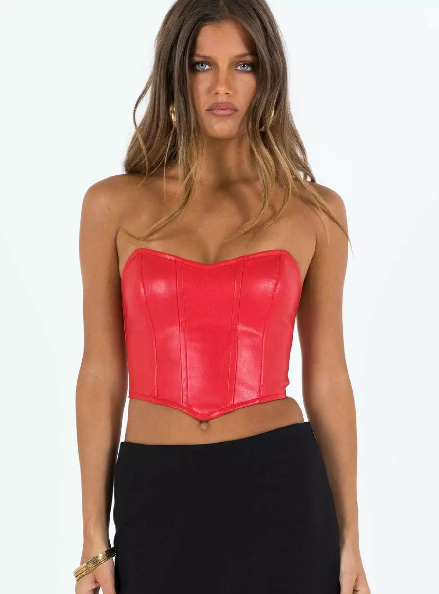 Woven Tops * | Princess Polly Jessica Pu Bustier Red