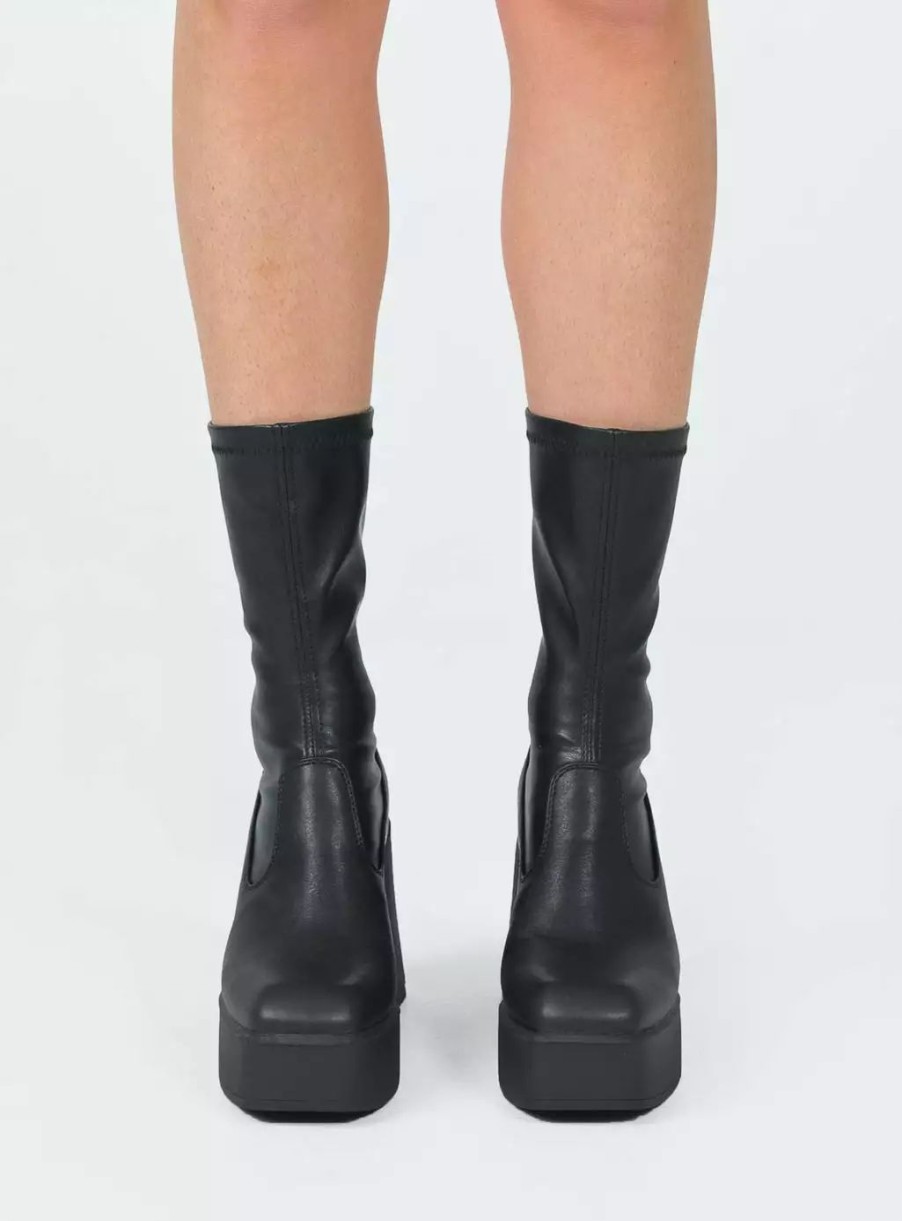 Boots * | Windsor Smith Baddest Black Stretch Sock Boots