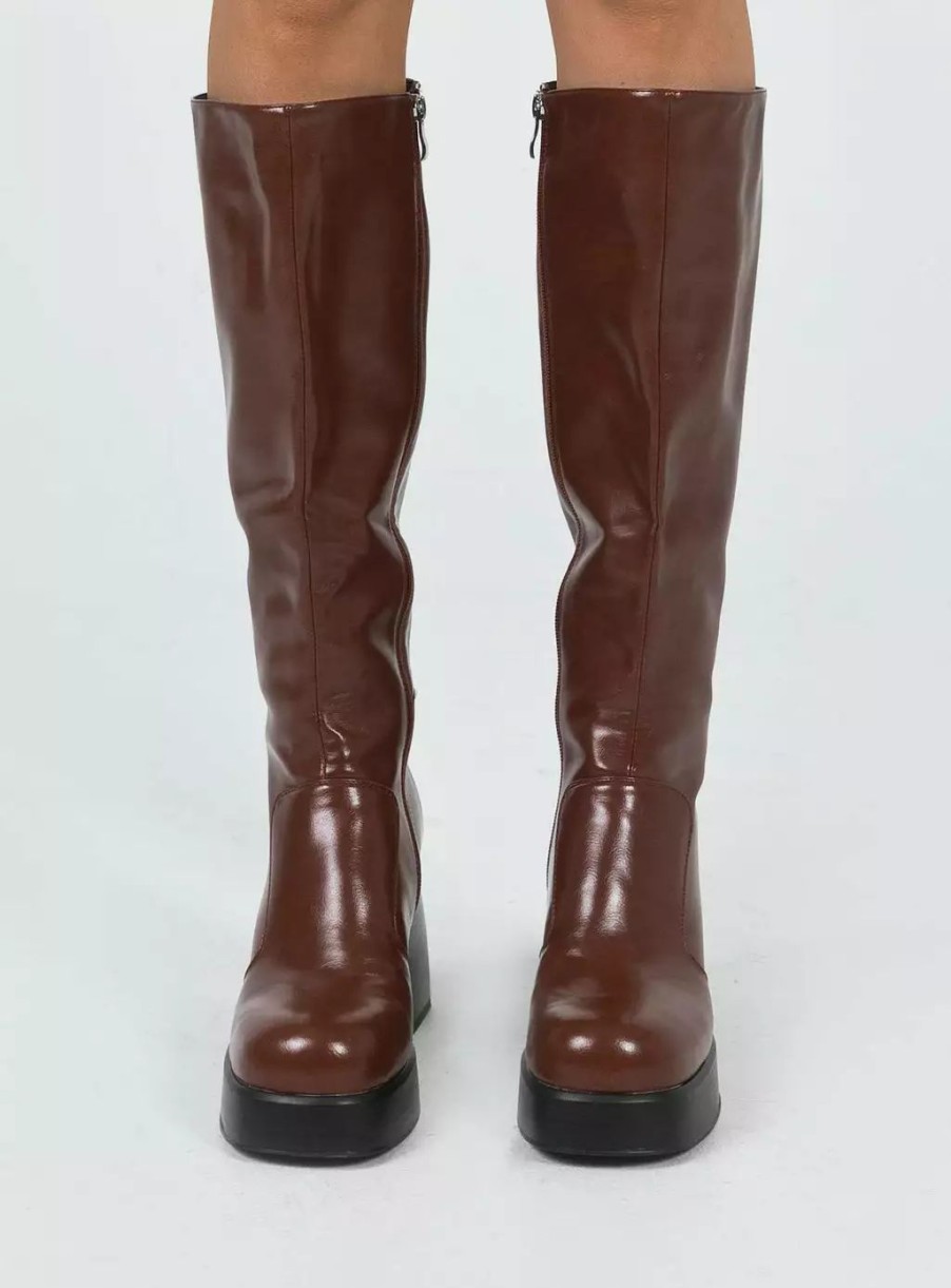 Boots * | Princess Polly Sade Knee High Boots Brown