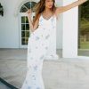 Maxi & Midi Dresses * | Princess Polly Lower Impact Sing Along Maxi Dress White / Blue