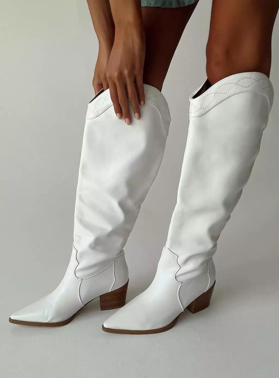 Boots * | Princess Polly Orleans Western Boot White