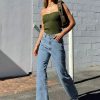 Jeans * | Princess Polly Morala Wide Leg Cargo Jeans Mid Wash Denim