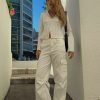 Pants * | Princess Polly Fallout Mid Rise Cargo Pants White