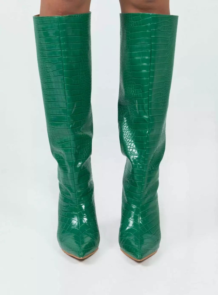 Boots * | Princess Polly Yorke Knee High Boots Green