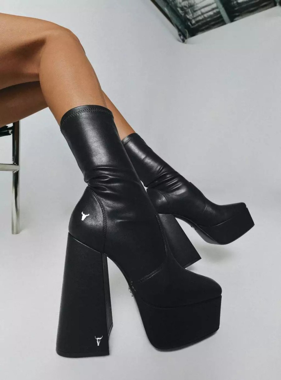 Boots * | Windsor Smith Angelz Platform Boots Black