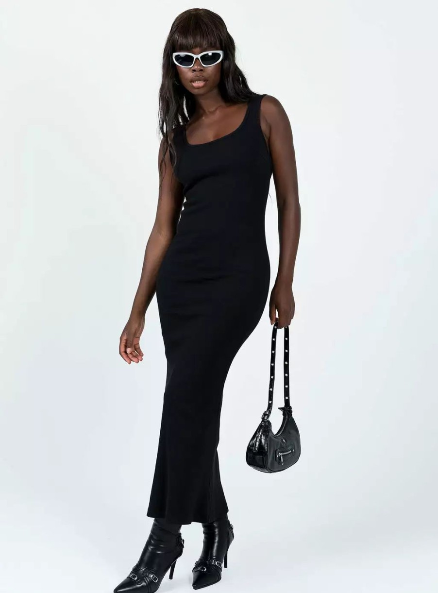 Maxi & Midi Dresses * | Princess Polly Lower Impact Smythe Maxi Dress Black