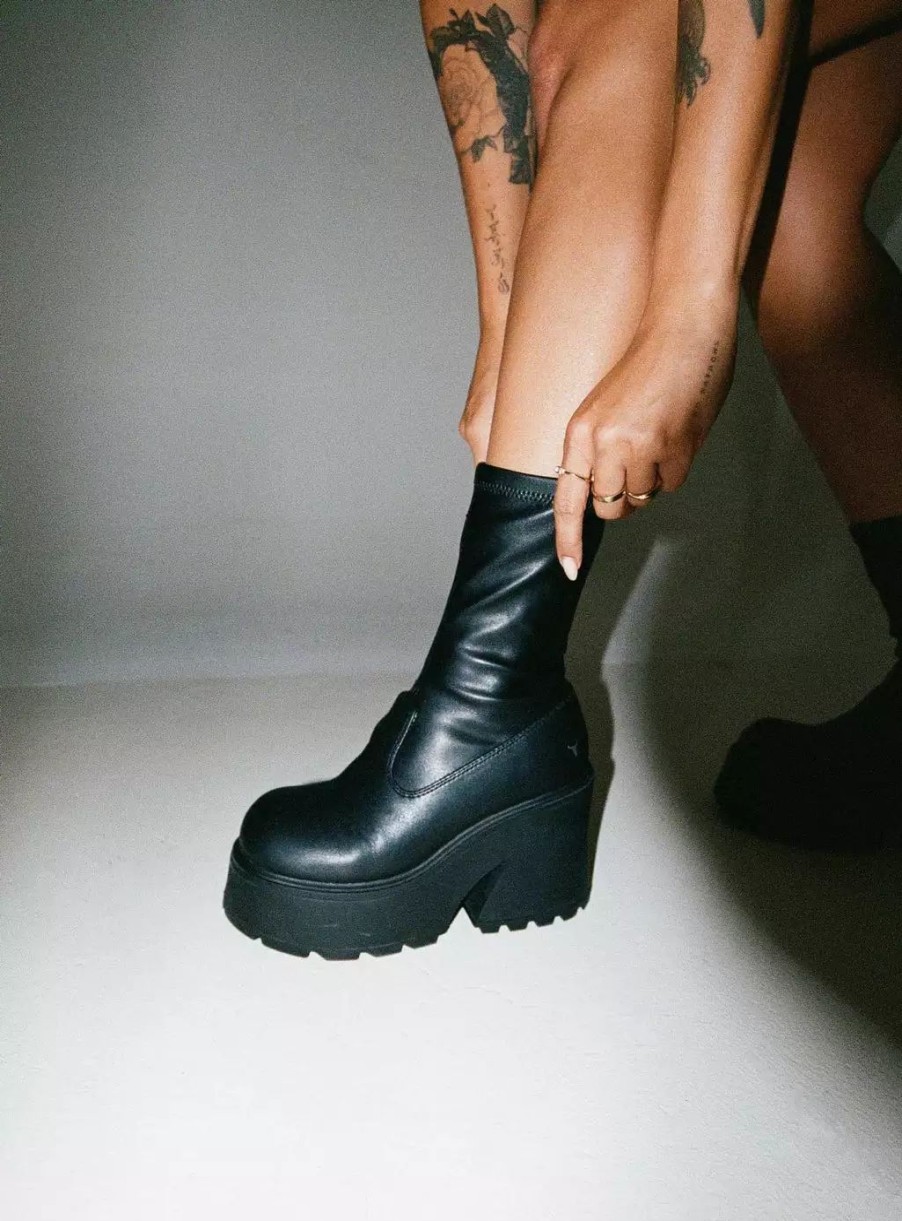 Boots * | Windsor Smith Found Black Stretch Sock Boot