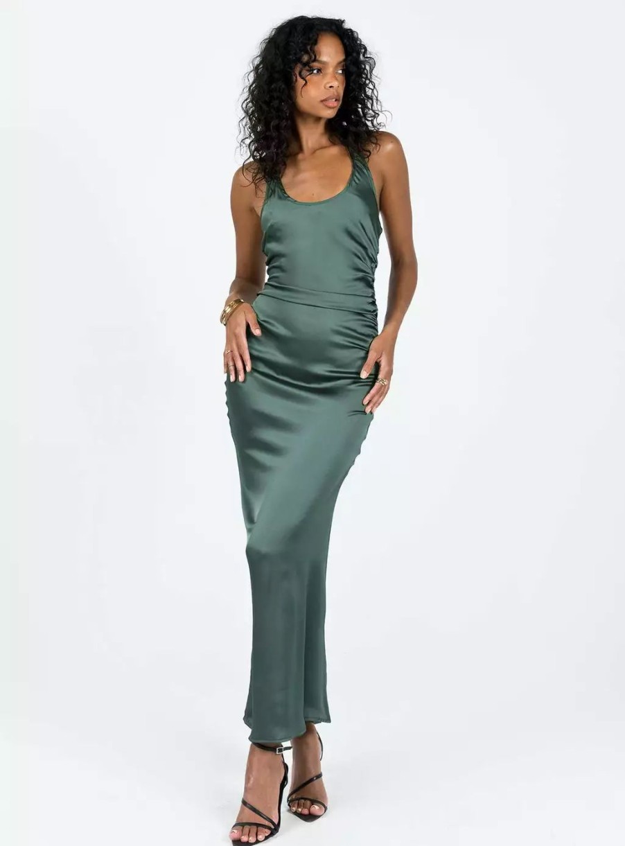 Maxi & Midi Dresses * | Princess Polly Lower Impact Kodiak Halter Maxi Dress Green