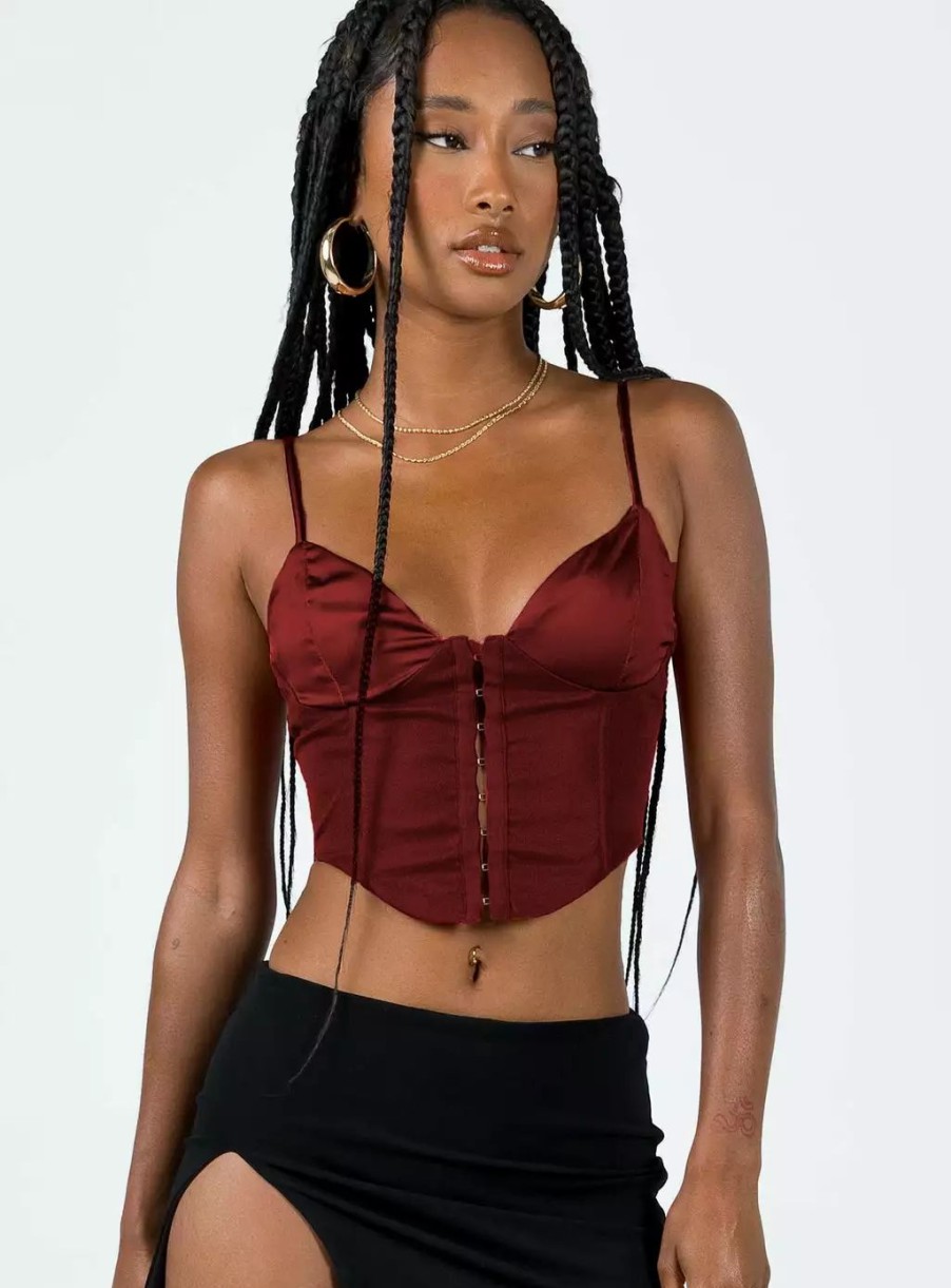 Woven Tops * | Princess Polly Lower Impact Palisade Corset Top Red