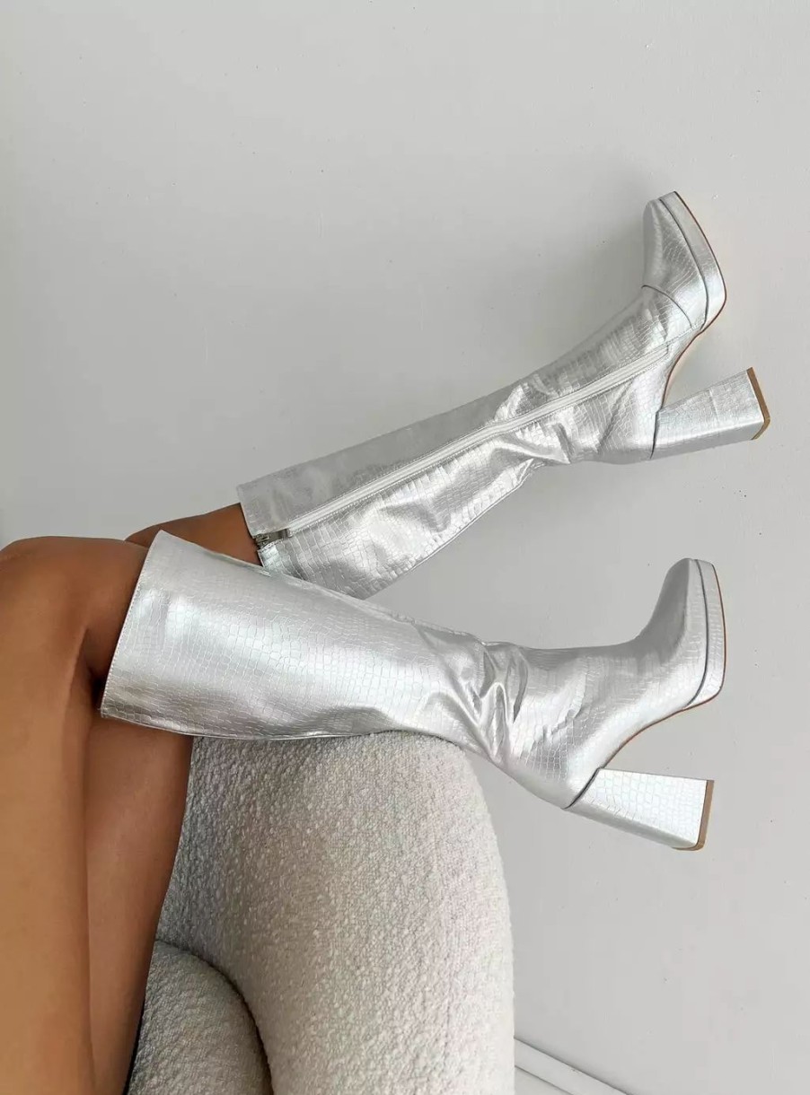 Boots * | Princess Polly Montgomery Boot Silver