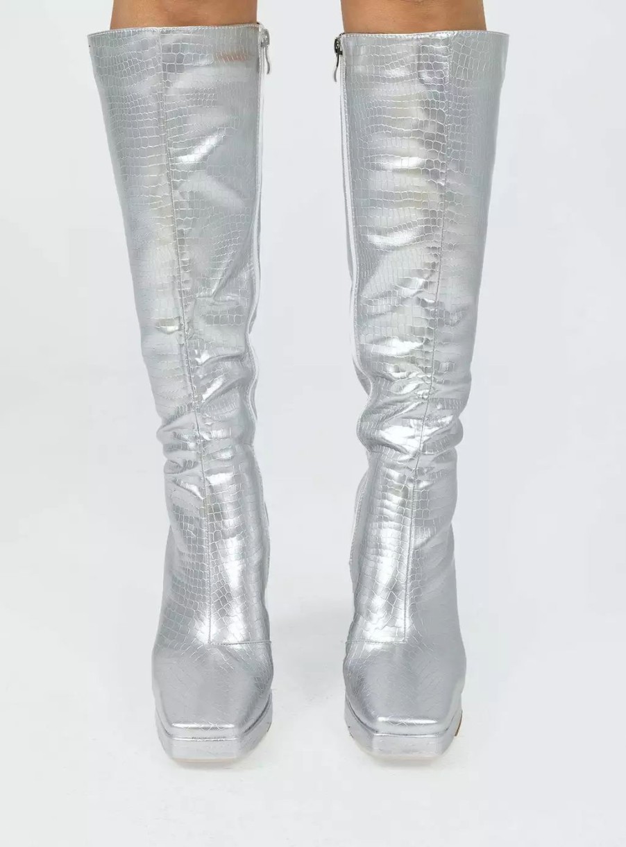 Boots * | Princess Polly Montgomery Boot Silver