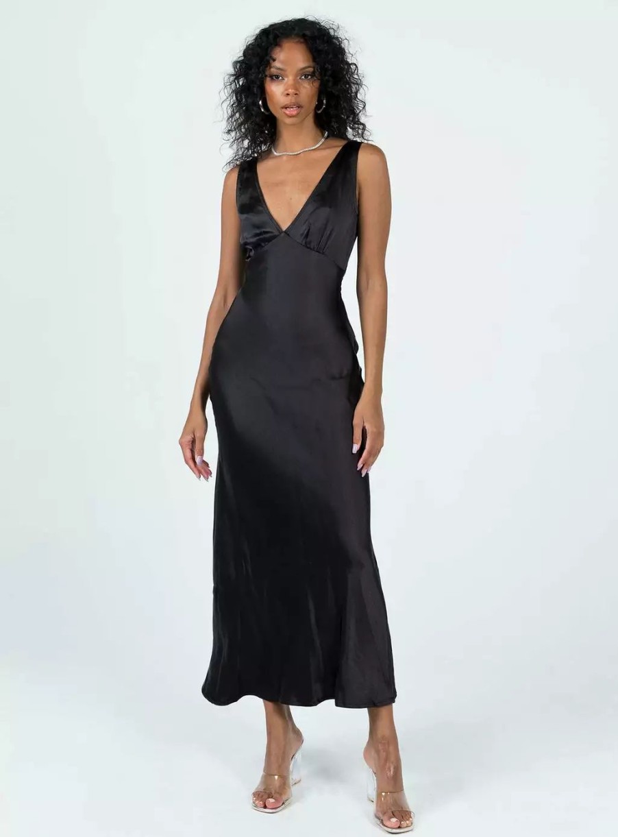 Maxi & Midi Dresses * | Princess Polly Lower Impact Nellie Maxi Dress Black